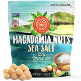 Hawaiian Macadamia Nut Company dry roasted sea salt macadamias in a 24oz bag, ready to snack.