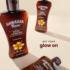 Twin-pack display highlighting convenient tan oil packaging