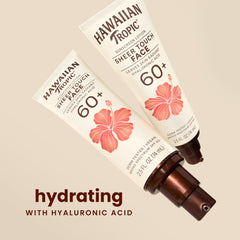 Hawaiian Tropic Sheer Touch SPF 60 travel-size tube brightens outdoors.