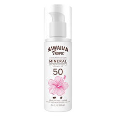 Hawaiian Tropic Skin Nourishing Milk SPF 50 bottle pour for easy reapplication.