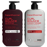 Hawthorne Curl Bounce shampoo bottle front, sulfate-free hydration for textured hair.