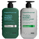 Hawthorne Thick Boost shampoo bottle with premium body-enhancing scent