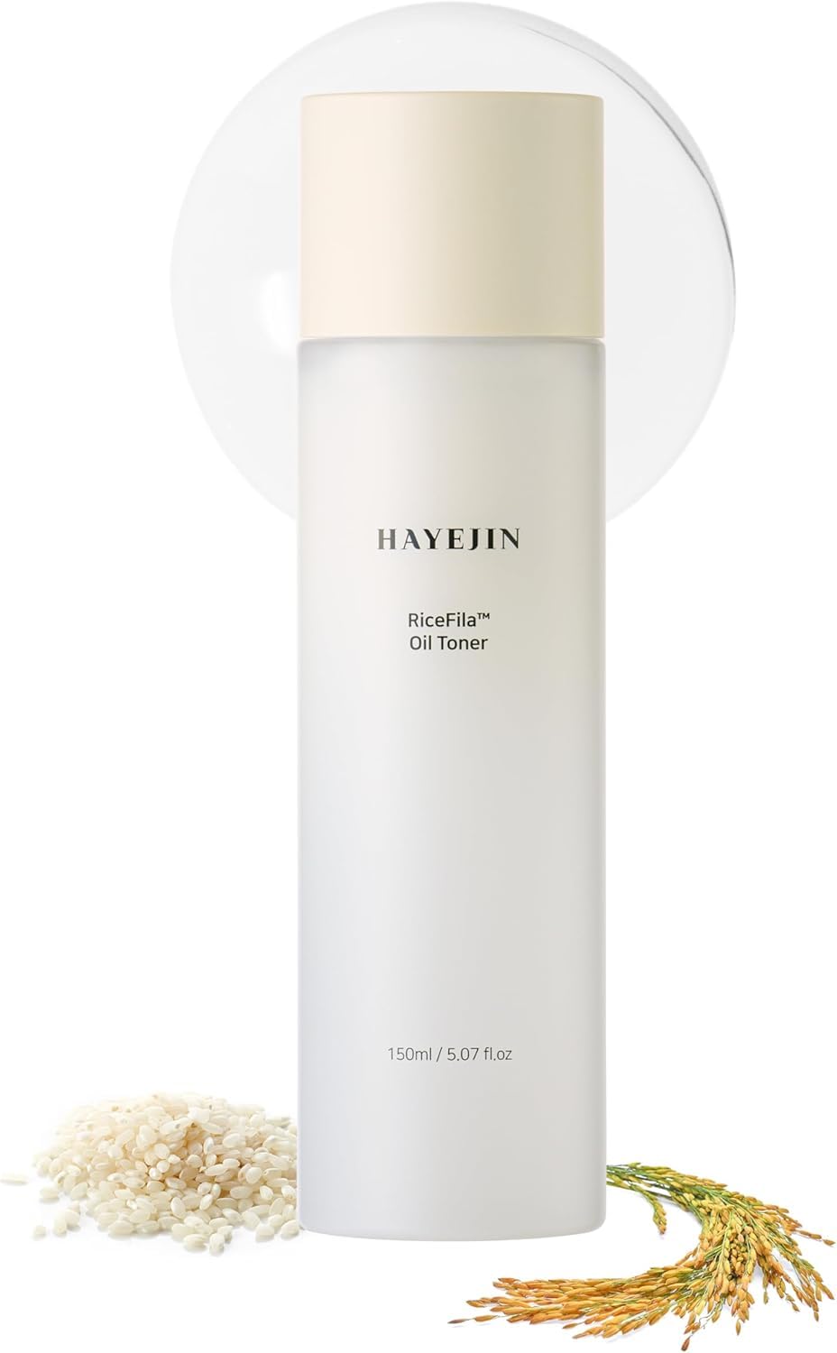 HAYEJIN RiceFila Milk Toner bottle with a luminous glass-skin glow.