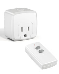 HBN remote outlet plug in use controlling a lamp from across the room