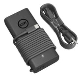 HBONY 65W USB-C charger front view powering a Dell Latitude laptop on the go.