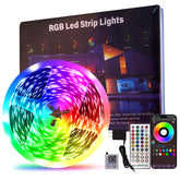 HBOWMDJIA 100 ft LED strip creates cozy bedroom mood lighting for relaxing evenings.