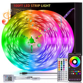 HBOWMDJIA 100ft LED strip in a cozy bedroom ready for study or relaxation.