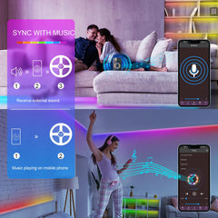 HBOWMDJIA LED strip showing app-based color customization from a smartphone.