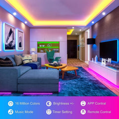 HBOWMDJIA LED strip with remote control for fast color and brightness adjustments.