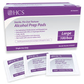 HCS Medical Solutions large alcohol pad box ready for injections and first aid prep.