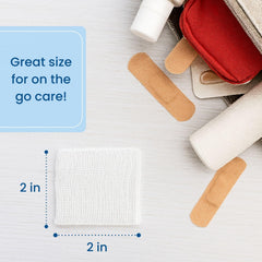 HCS Woven Gauze Sponges 2x2 low linting design minimizes fibers.