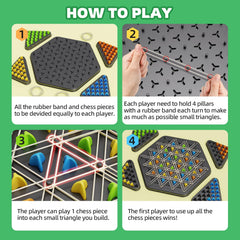 Hcusus Chain Triangle Chess Game rubber bands shown for triangle formations