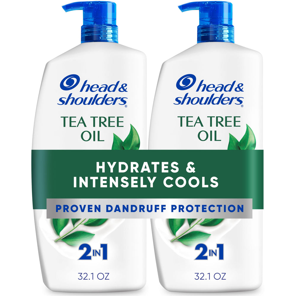 Head & Shoulders tea tree shampoo bottle promotes refreshed scalp after washing