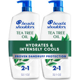 Head & Shoulders tea tree shampoo bottle promotes refreshed scalp after washing