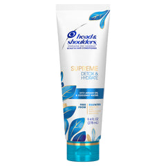 Head & Shoulders Supreme Detox & Hydrate label highlights coconut water and argan oil