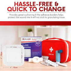 Healqu Island Dressing sterile packets for convenient, hygienic use on the go.