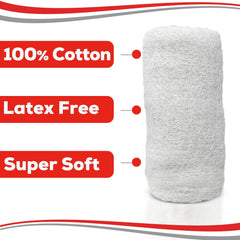 Healqu gauze roll shows 6-ply crimped cotton cushion for dressing comfort.