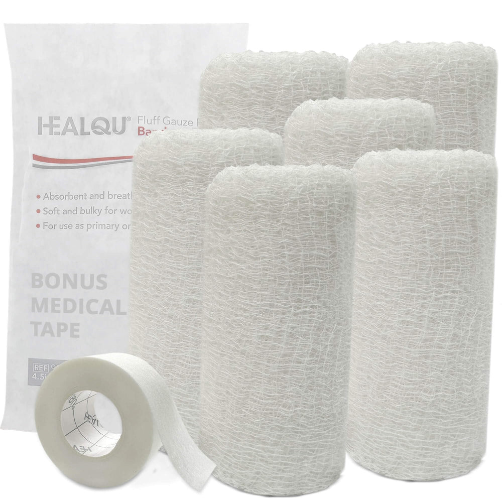 Healqu Kerlix gauze roll with open weave for better absorbency in wound care.