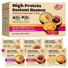 Healspot high protein ramen variety pack on display for busy meals