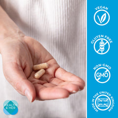 Health and Her ashwagandha capsule detail for mood balance