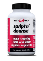 Health Direct Sculpt n' Cleanse bottle shows herbal detox for digestive balance