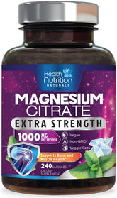 Health Nutrition Naturals magnesium citrate capsules in bottle for high absorption.
