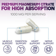 Health Nutrition Naturals magnesium citrate label shows 1000mg per serving.