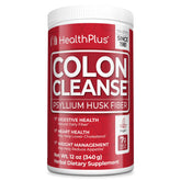 Health Plus Colon Cleanse powder bottle supports daily fiber intake.