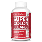 Health Plus Super Colon Cleanse bottle front view showing convenient capsules for gentle detox.