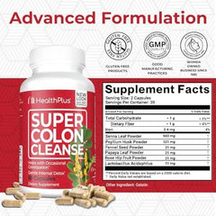 Health Plus Super Colon Cleanse psyllium husk powder showcases fiber support for bowel balance.