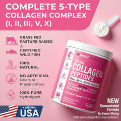Health Revolution collagen ingredients close-up highlighting five collagen types