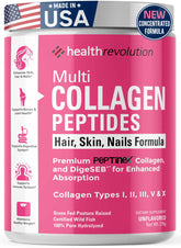 Health Revolution multi collagen powder tub front showing premium formula for skin
