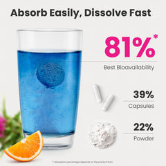 NoMoreDrinks tablet dissolving in water for quick intake.