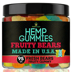 Healthergize hemp gummies bottle front view for convenient relaxation