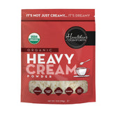 Healthier Comforts heavy cream powder packaging with organic certification and versatility