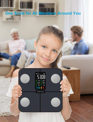 Healthkeep Smart Scale on bathroom floor highlights precise 4-sensor measurements.
