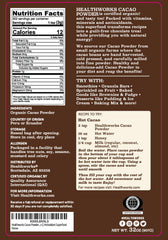 Healthworks Cacao Powder scoop ready for baking and smoothie recipes.