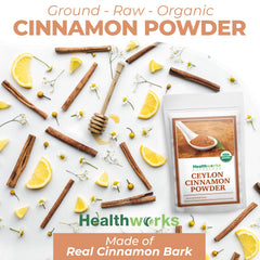 Healthworks Ceylon Cinnamon Powder in smoothie bowl to enrich flavor.