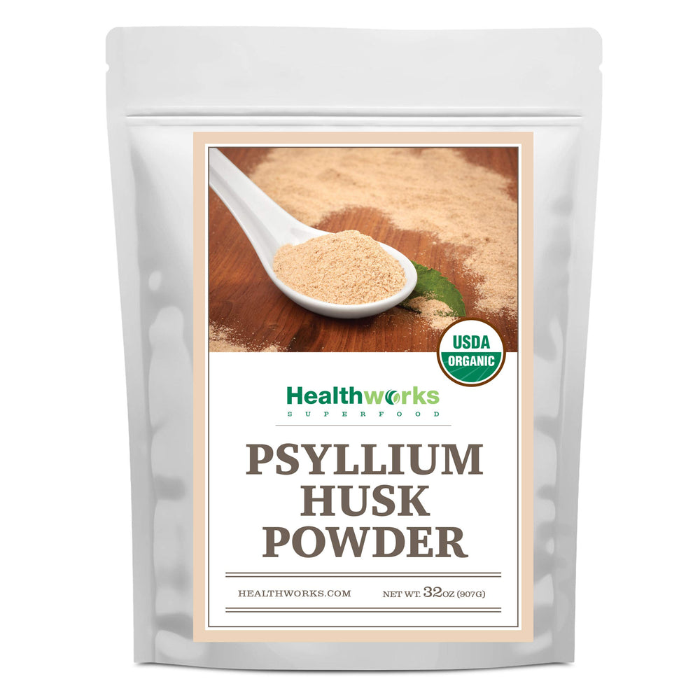 Healthworks Organic Psyllium Husk Powder bag for daily fiber use