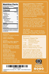 Healthworks Turmeric Powder jar pouring, vibrant orange hue for dressings and rice.
