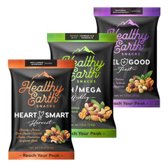 Healthy Earth Snacks dried fruits nuts closeup emphasizes natural sweetness and fiber-rich flavor.
