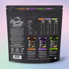 Healthy Earth Snacks Oh Mega Medley pack assembly shows premium blend ideal for travel.