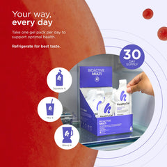 HealthyCell BioActive Daily Liquid Multivitamin fridge-chilled-serve for best flavor.
