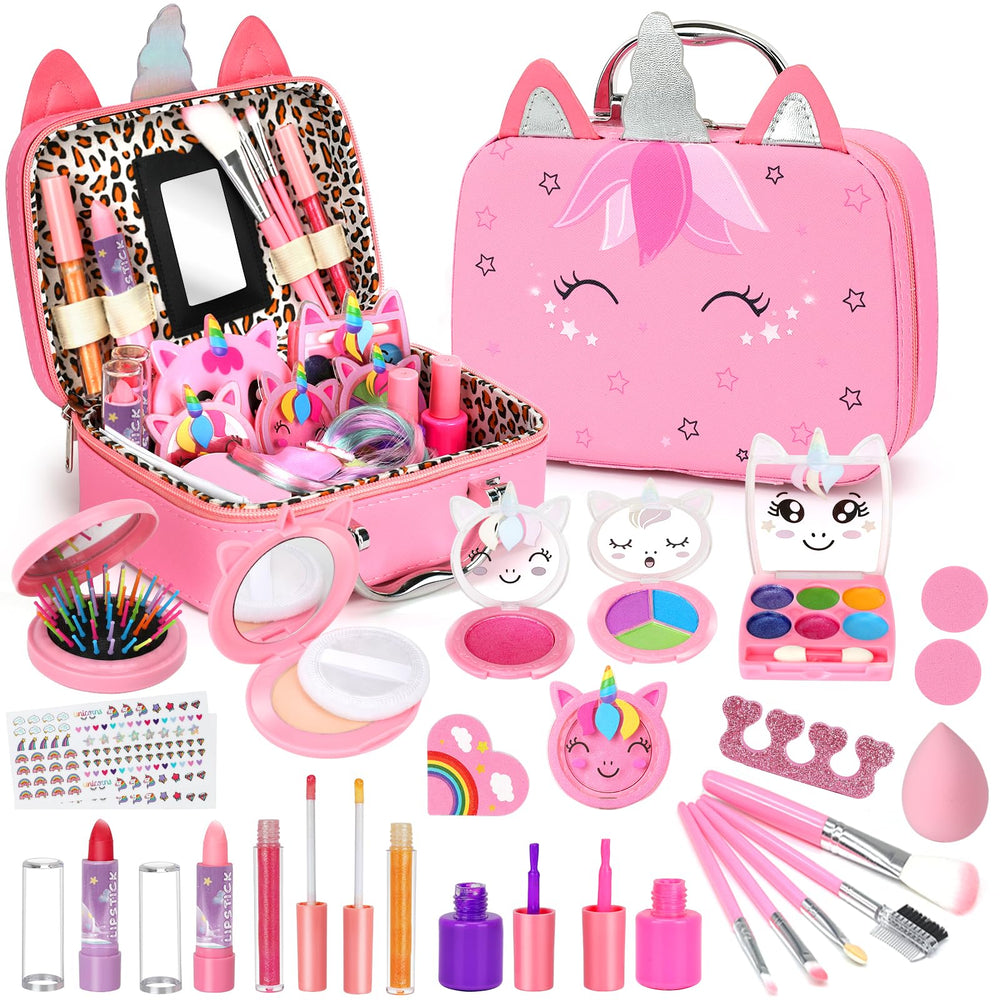Heaning kids makeup kit open case shows organized storage for little artists