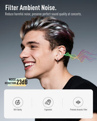 Hearprotek ear plugs available in small and standard sizes for a secure fit