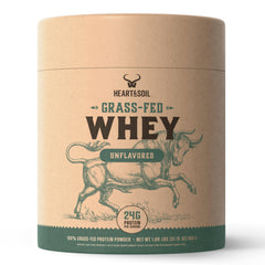 HEART & SOIL unflavored whey protein powder for versatile shakes.