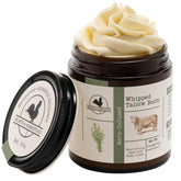 Hearth and Homestead whipped tallow balm unscented large jar; soothing hydration for dry skin.