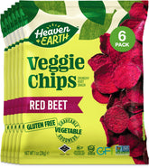 HEAVEN & EARTH Beet Chips front packaging, crispy beet slices for gluten-free snacking.