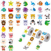 Hebayy round animal stickers three-roll perforated design for quick classroom rewards.