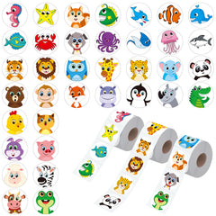 Hebayy round animal stickers three-roll perforated design for quick classroom rewards.